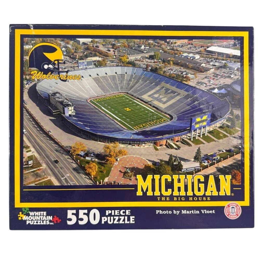 GO BLUE Michigan Wolverines The Big House 550 pc White Mountain Puzzle‎ New USA